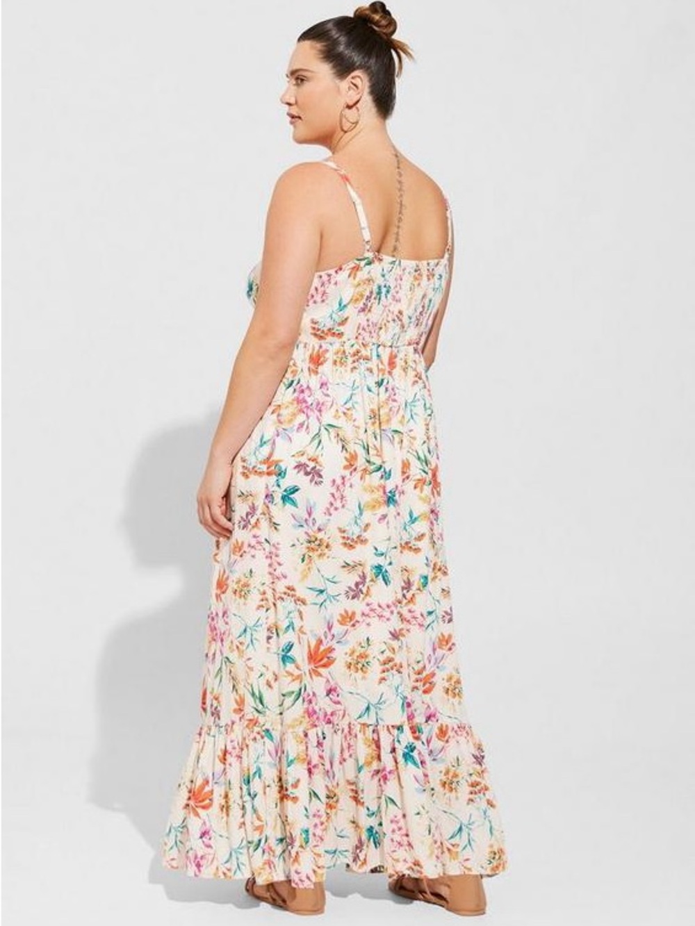 torrid Cream Floral Lace-Trim Maxi Dress - Picture 3 of 6